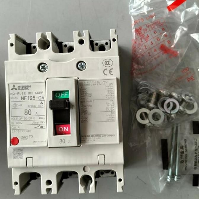 Promo NFB / MCCB MITSUBISHI NF 125 CW 3P 80A NFB = No Fuse Breaker 3P 80 A COD