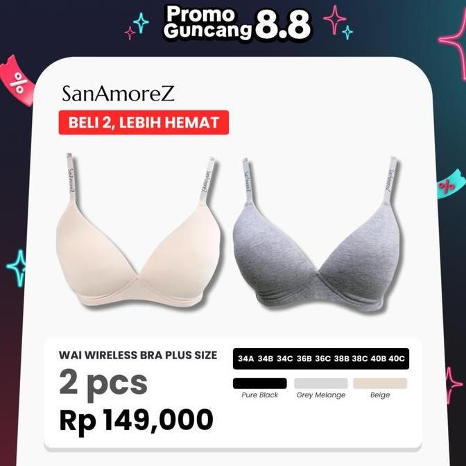 PROMO - SanAmoreZ | PLUS SIZE | Seamless Wireless Bra / Bra Tanpa Kawat - Cotton / Polyamide | Size 