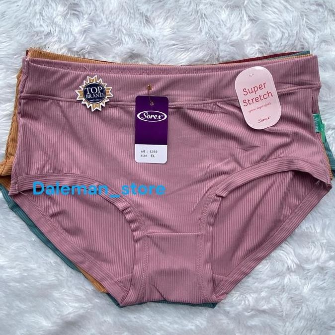 Promo CD Sorex 1259 / Cd Wanita Dewasa motif garis Salur Karet Boxer Bahan Katun Nyaman Dipakai - Cd