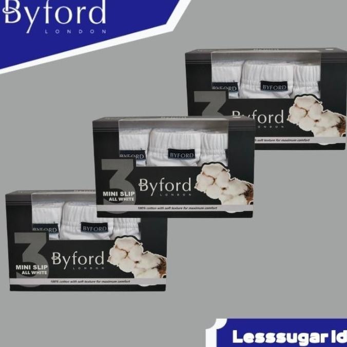 Promo BYFORD Celana Dalam Pria Putih Isi 3 Pcs Bahan Katun COD
