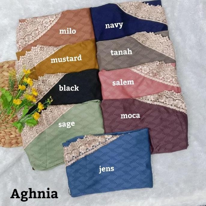 Promo HIJAB AGHNIA ORI SK23 BAHAN JERSEY JAGUAR Muslim Kerudung Instan Bergo Wanita Pad Renda Nyaman