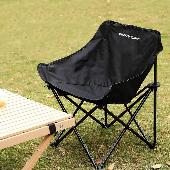 NEW - TaffSPORT Kursi Lipat Outdoor dengan Saku - Kursi Camping Lipat Portable 59x45x68cm - ON-600 -