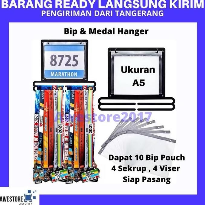 TERBARU - Pajangan Medali Lomba Lari Gantungan Bip Race Holder Running Medal Hanger Piala Import Mil