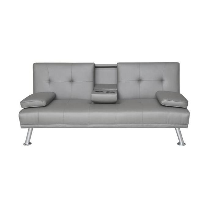 INFORMA GENI SOFA BED KULIT DENGAN CONSOLE A15 - ABU-ABU