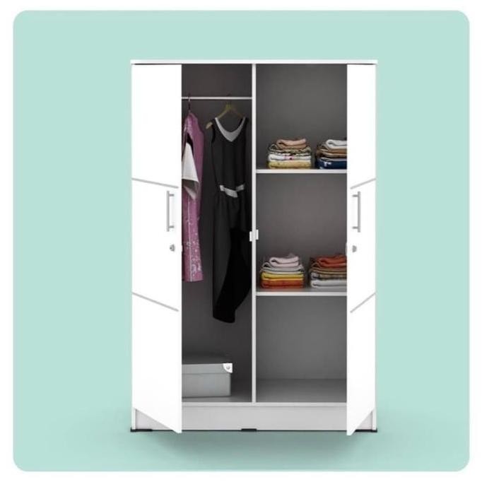Lemari pakaian anak 2 pintu lemari baju baby locker Alba putih