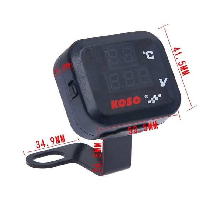 Voltmeter Koso 3 In 1 USB Charger Universal SEMUA MOTOR Anti Air Original Termometer Digital Jam Suh