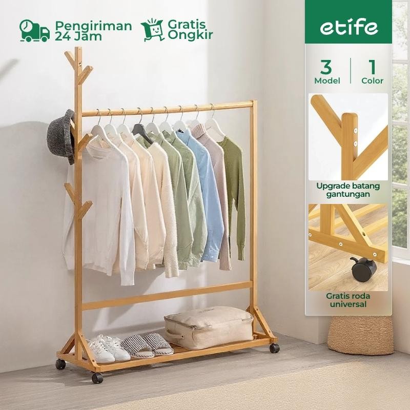 Stand Hanger Rak Baju Gantung Kayu Gantungan Baju Berdiri Stand Hanger Rak Baju Minimalis