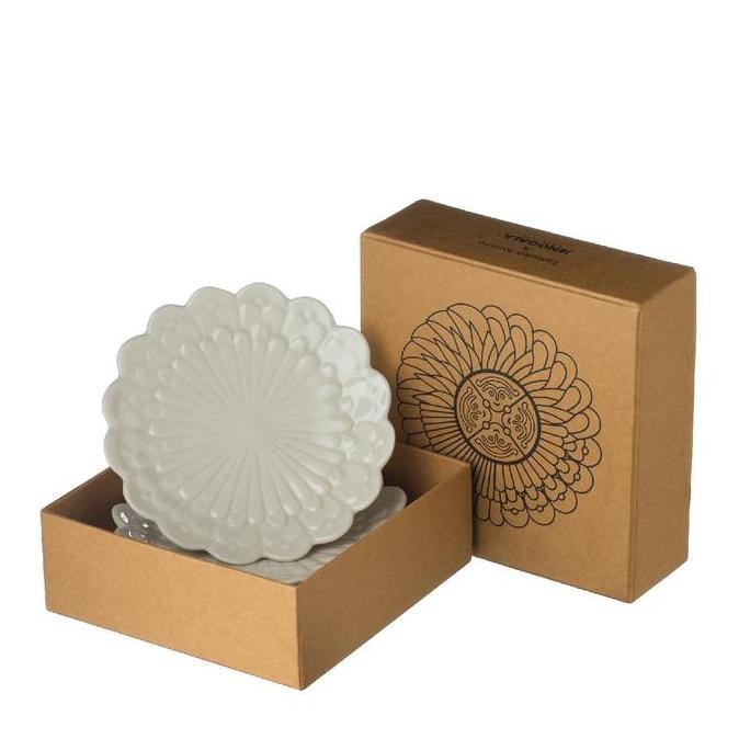 Premium Bread & Butter Plate Set / Set Piring Kue Jenggala Motif Gemitir Putih Promo