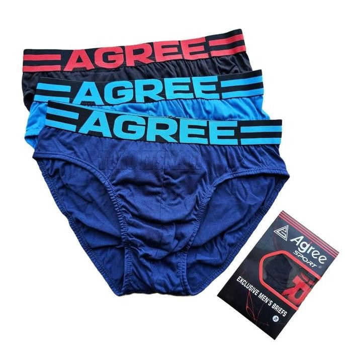 Cd Pria Agree Sport 2317 Karet Boxer | Celana Dalam Cowok Bahan Katun Tebal isi 3pcs