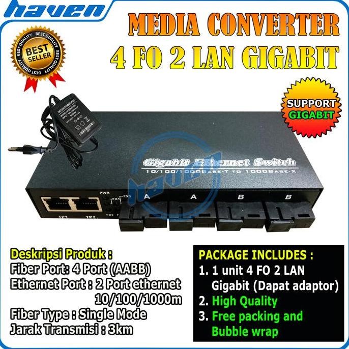 DF235>> SWITCH FIBER OPTIK ETHERNET FIBER SWITCH GIGABIT 4 FO 2 LAN