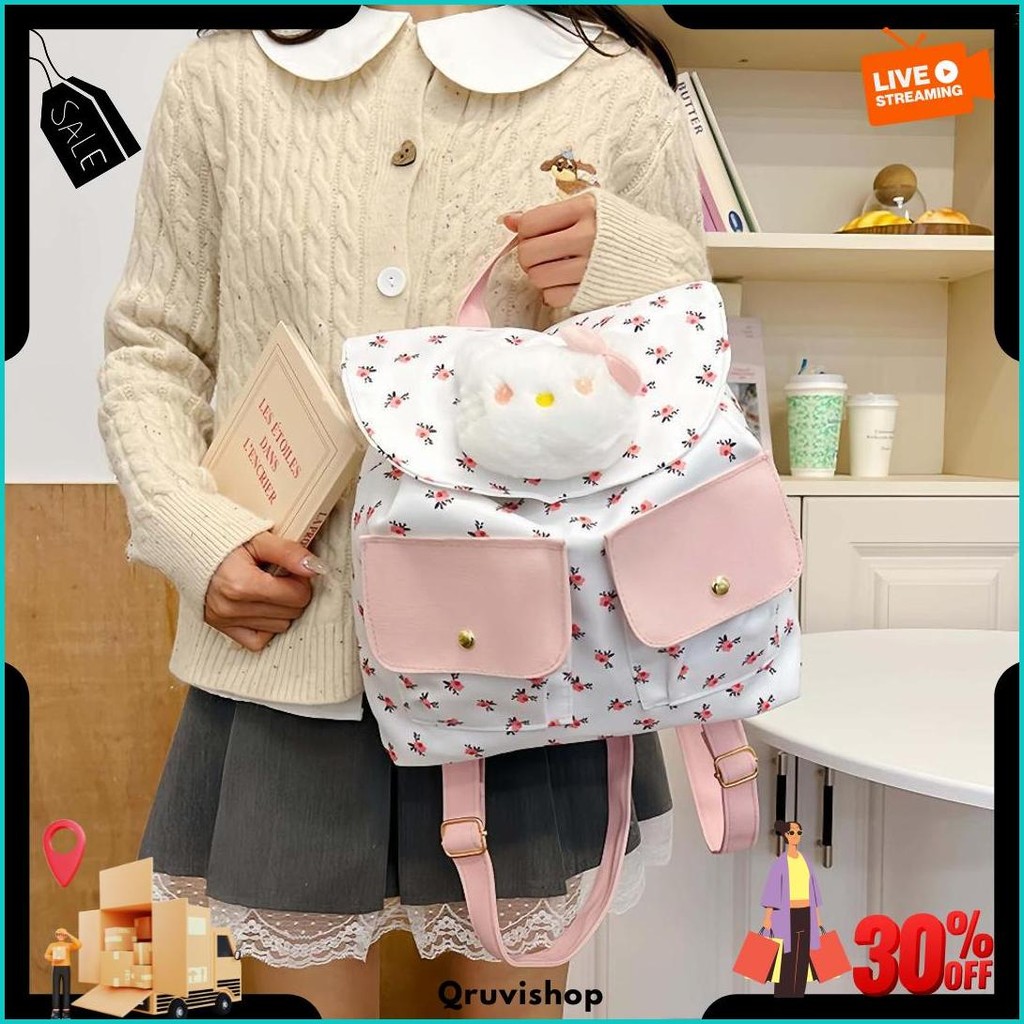 ReadyTas Kanvas Bunga Lucu Tahan Air Ransel Berkapasitas Besar Impor Dari Korea Selatan Tas Sekolah 
