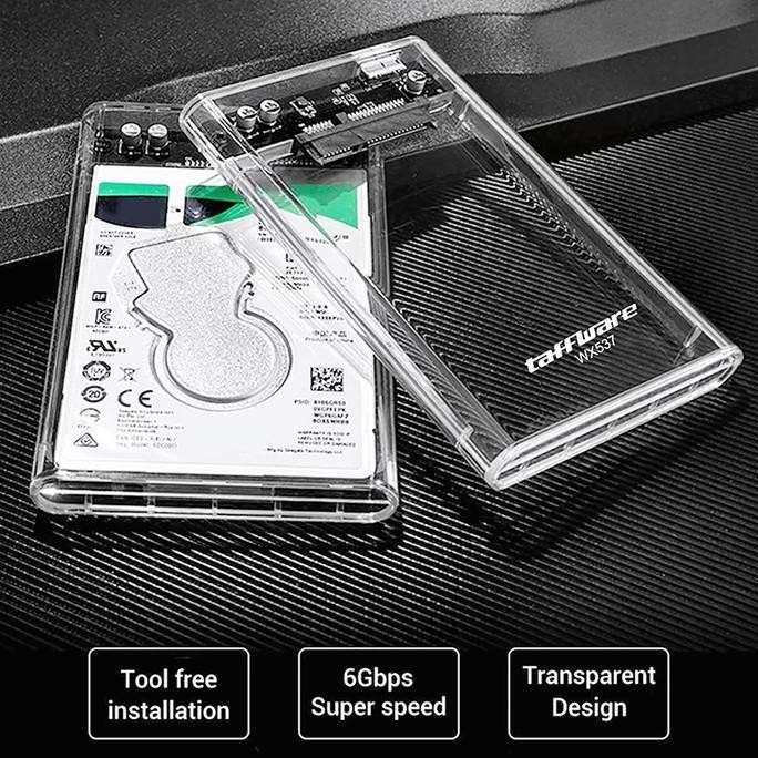 DF123 - Case Enclosure 2.5 Inch Casing Harddisk HDD SSD Eksternal Transparan USB 3.0 Free Kabel Plas