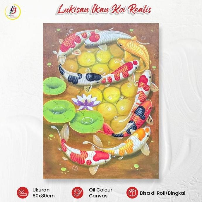 lukisan ikan koi 9 ekor fengshui