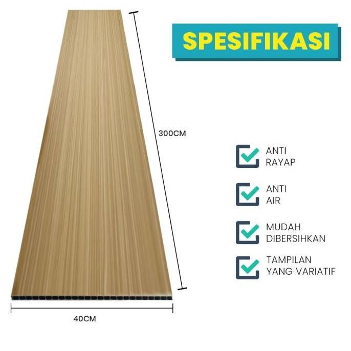 Wallpanel Polos WPC/ Wall Panel Polos PVC/ Wallboard Dinding 3.0 Meter x 40 Cm