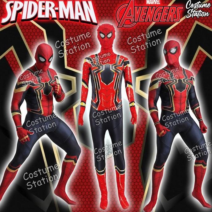 Kostum Spiderman Black Gold Marvel / Costume Avengers Superhero Dewasa
