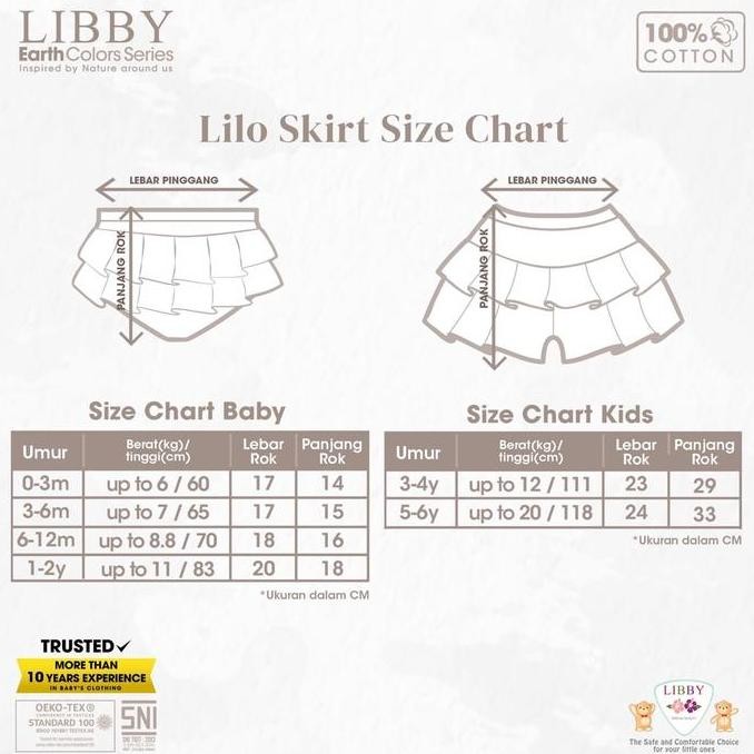 GROSIR || LIBBY BABY EARTH COLOUR SERIES (( LILO SKIRT )) Celana Rok Bawahan Polos Warna |  Ukuran 0