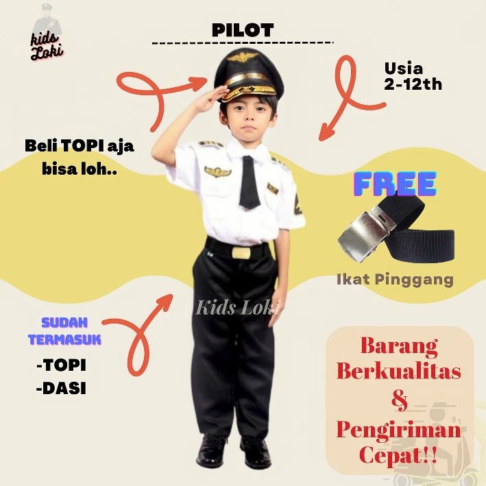 baju pilot anak baju anak laki-laki Kostum Profesi PILOT Cilik Stelan Pilot Anak Seragam Pilot Cilik