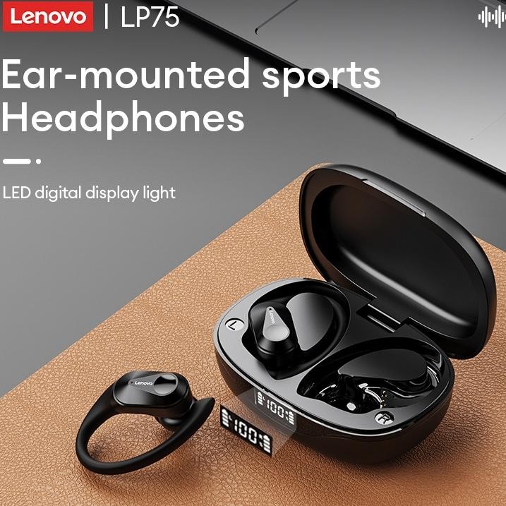 (Terbaru) Lenovo Thinkplus LP75 tws Bluetooth Earphone Wireless Headset Bluetooth V5.3 Sport OWS Ful
