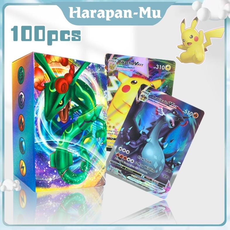 UGNDA Kartu Tcg / Kartu Pikachu / Kartu Tcg / 100pcs Kartu Permainan / Card Pokemon Laser