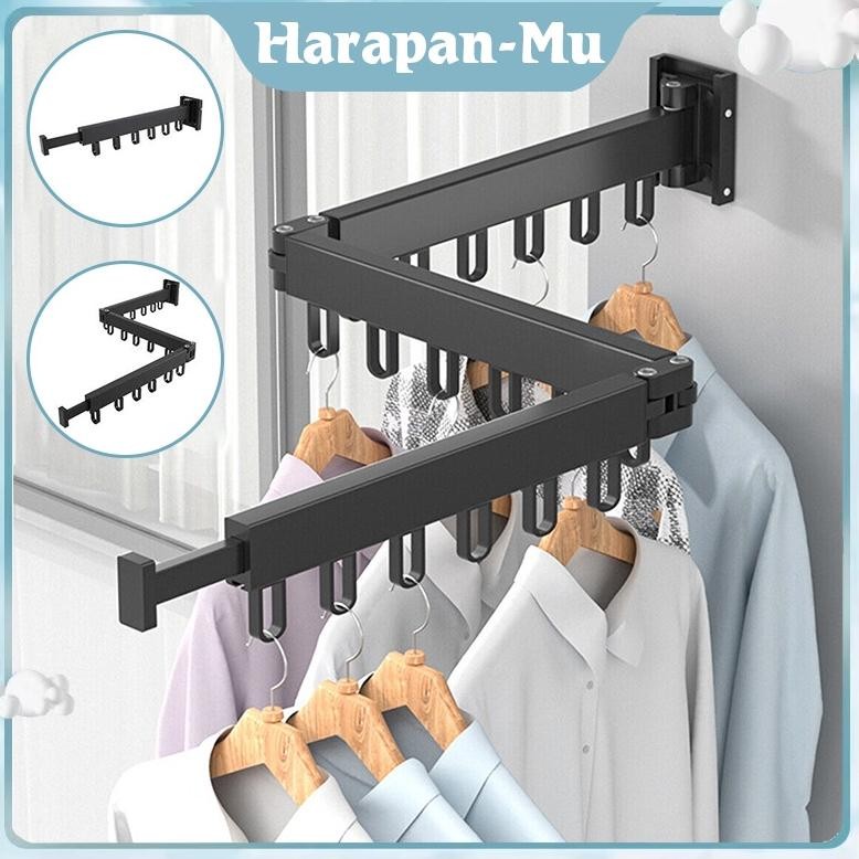 UGNDA Jemuran Baju Dinding Lipat Besi Jemuran Dinding Jemuran Gantungan Baju Lipat Dinding Foldable 