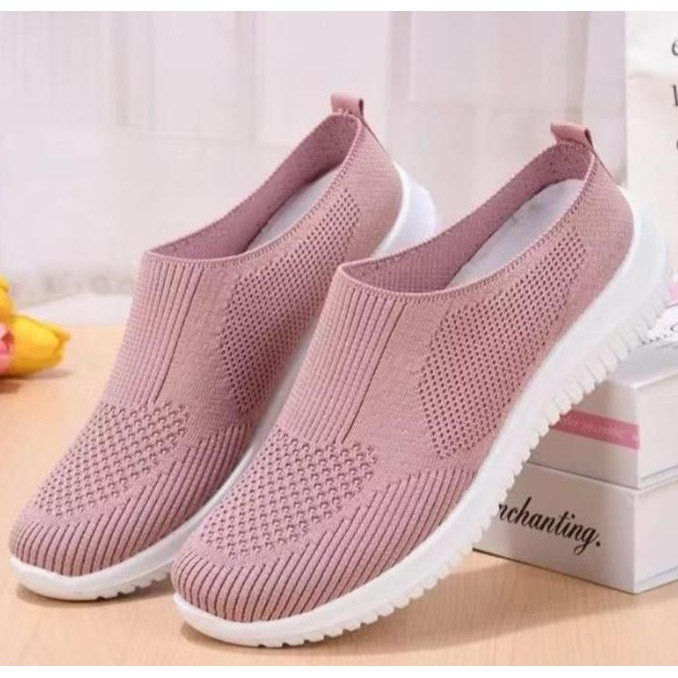 sandal sepatu wanita sepatu selop wanita rajut fly knit sole karet anti licin 07 Shoes ss