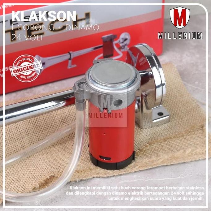 Klakson Mobil Truk Bus 1 Corong Komplit Dinamo Elektrik 24 Volt