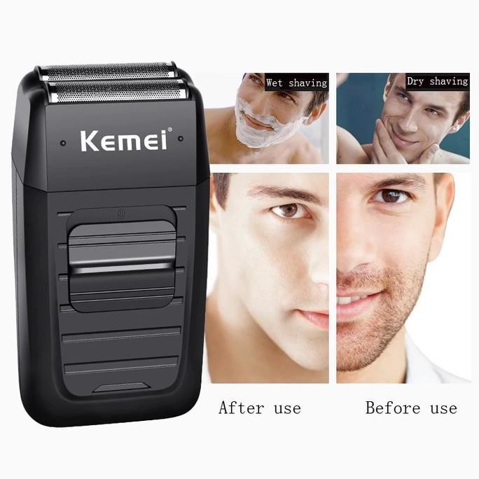 Shaver Alat Cukur Kumis Jenggot Brewok Profesional Kemei Km-1102 Menghaluskan Botak Pria Elektrik Me