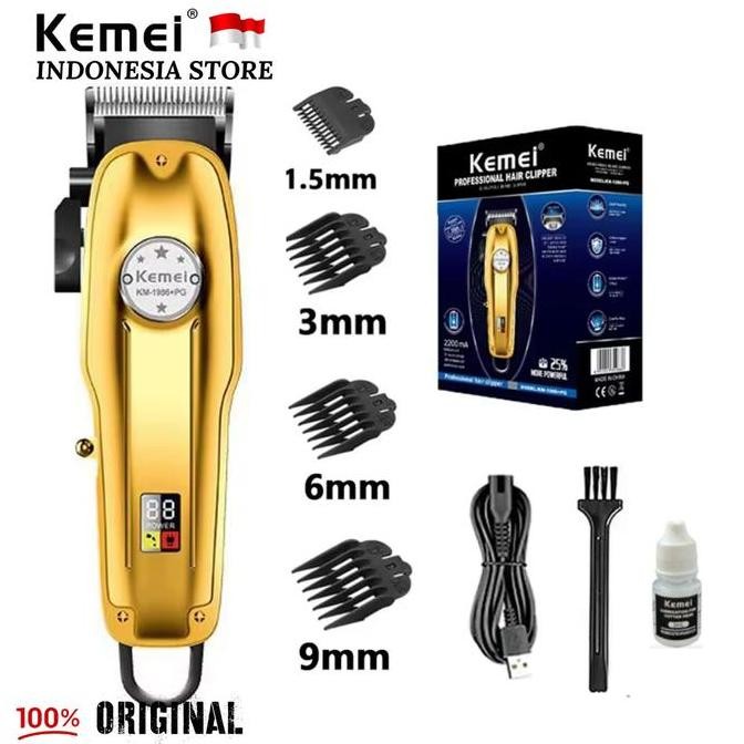 Alat Cukur Rambut Kemei Km-1986Pg Cukuran Hair Clipper Full Metal 1986