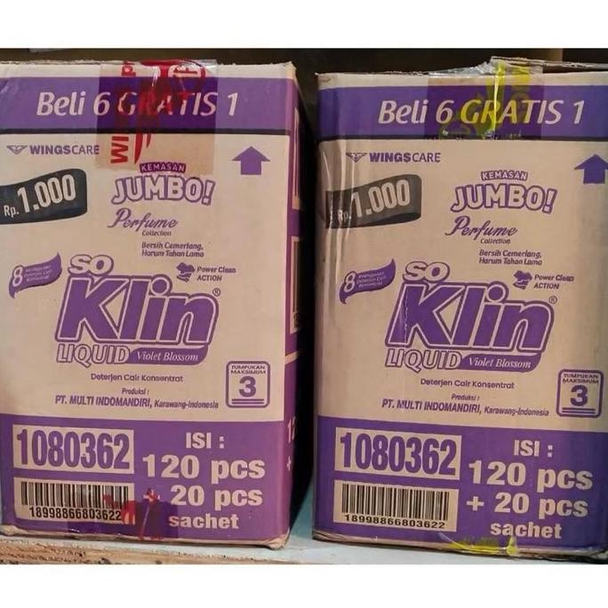 Detergen Cair Soklin Liquid Jumbo 40Ml (120 + 20 Sachet) 1 Dus