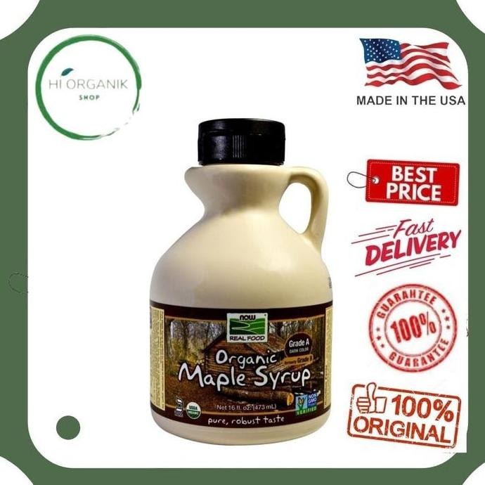 Now Foods, Organic Organik Maple Syrup Grade B / Grade A Dark Color Original