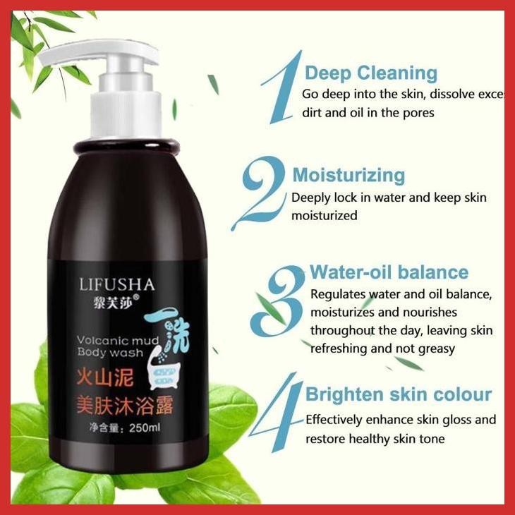 (PERAWATAN DIRI) LUMPUR VULKANIK BODY WASH 250ML ORIGINAL SABUN PEMUTIH BADAN LUMPUR VULKANIK MUD WH