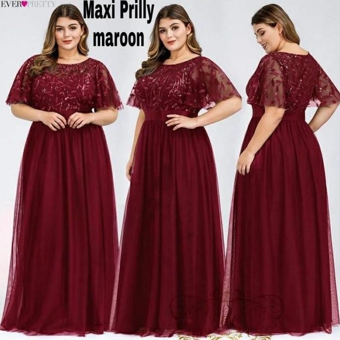 Maxi Dress Wanita Longdress Jumbo Baju Kondangan Bigsize Acara Pesta