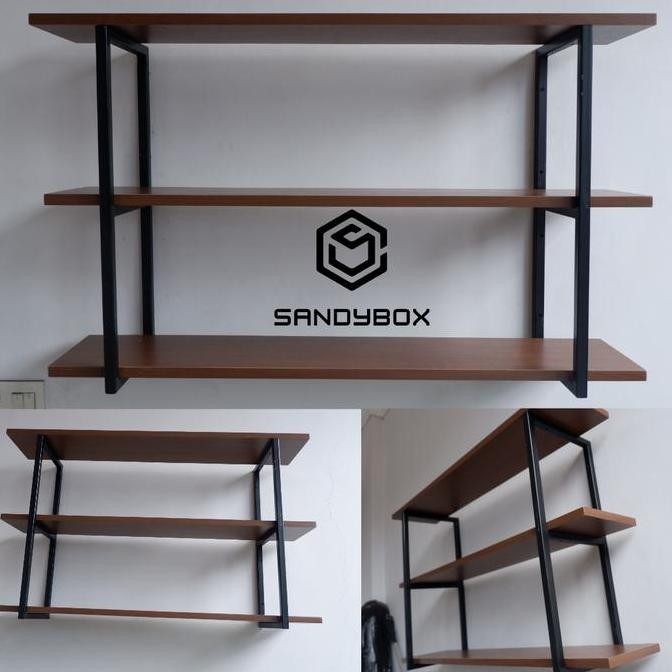 Rak tempel dinding tiga tingkat / ambalan dinding tempel /meja tempel