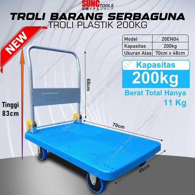 Troli Lipat Plastik Trolli Barang Trolley Serbaguna 200kg SUNC TOOLS