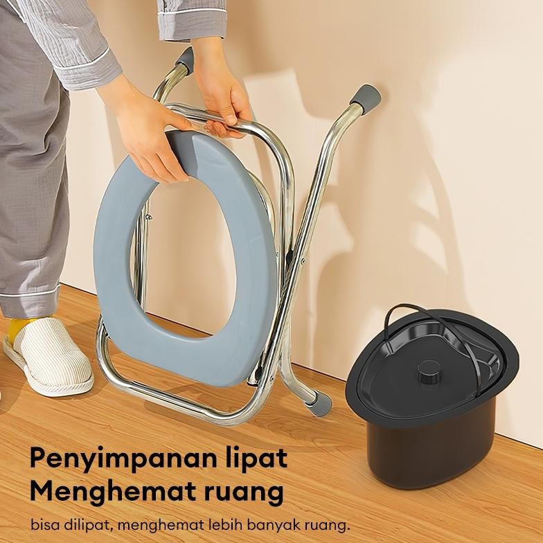 PROMO!!! Kursi Toilet Duduk WC Kursi toilet Stainless steel wanita hamil yang dapat dilipat Portable
