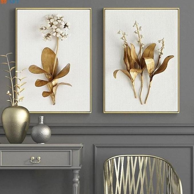 Lukisan Dinding Bunga 3D Ukuran Besar / Flower Painting Frame Dekorasi Dinding Bunga / Pajangan Luki