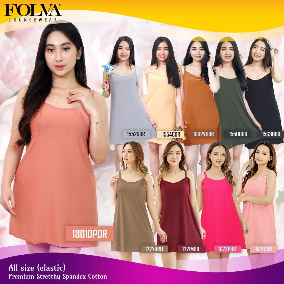 FOLVA Tanktop Dress Baju Tidur Wanita Spandex melar