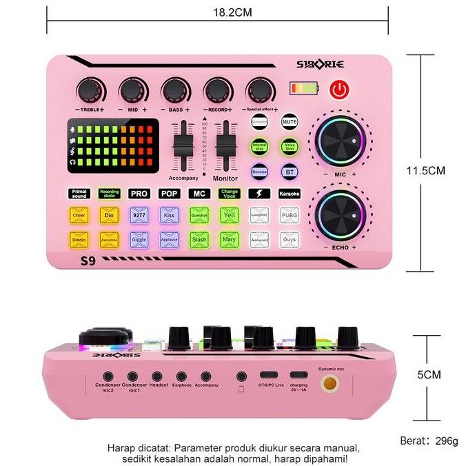 SiborieCodS9 Soundcard+Bm800Pro Mic+Lampu+H2 Headphone Wtih Free Headset Full Set 5 In 1 Pengiriman 