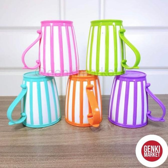 Paket Gelas Carnaval Plastik / Gelas Plastik / Cangkir Plastik Pink Green Purple Genki Market