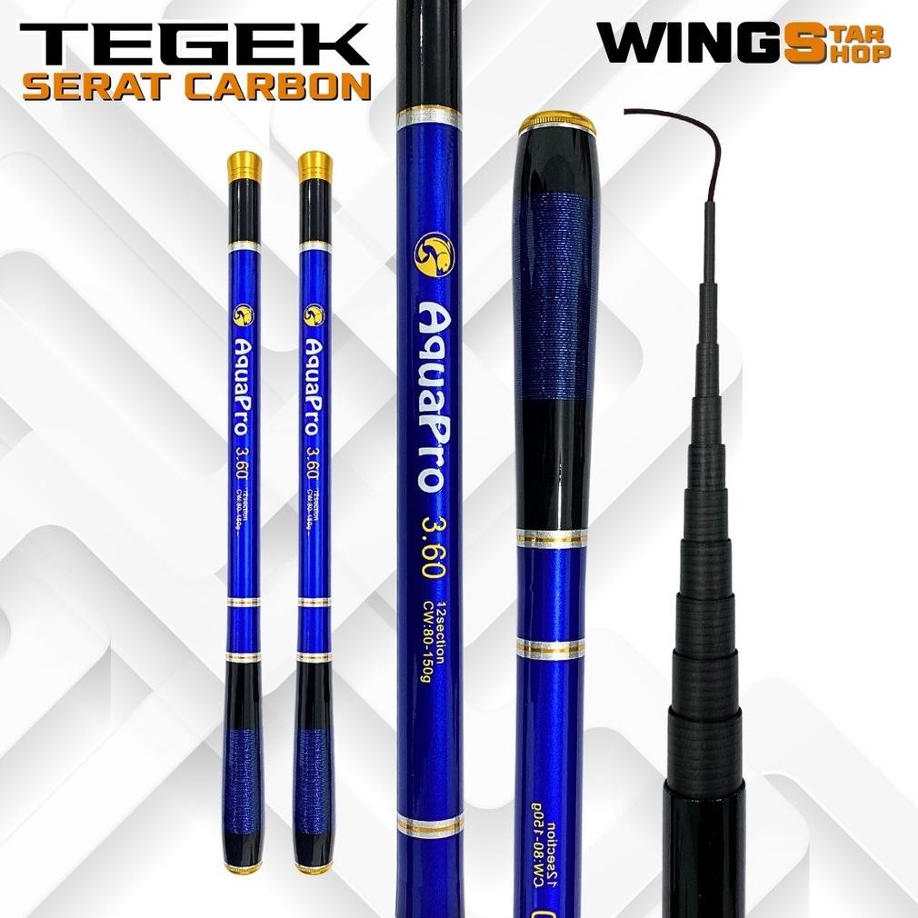 Joran Tegek Ruas Pendek 40cm Ukuran 1.5M-4.5M Serat Carbon Action Medium Joran Pancing Tegek Antena 