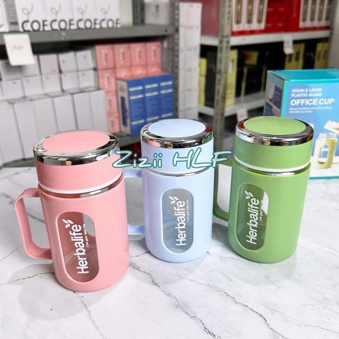 Mug Gelas Hlf Bahan Kaca 500 Ml Dengan Tutup Rapat