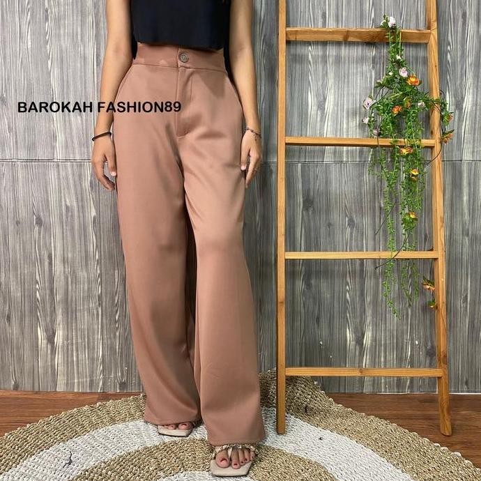 Celana Kulot Scuba / Kulot Scuba Wanita / Kulot Kancing Depan