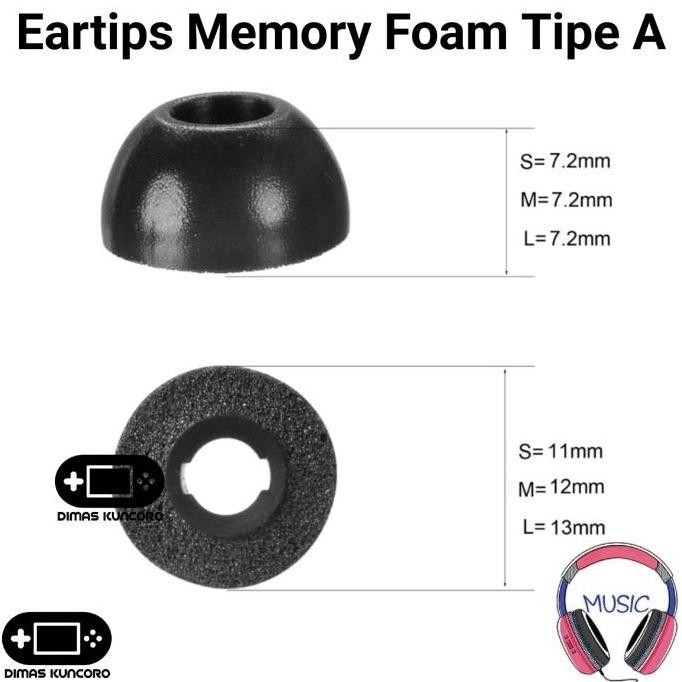 DR361>> Eartips Memory Foam Tipe A busa eartip jabra elite 85t 75t 65t active