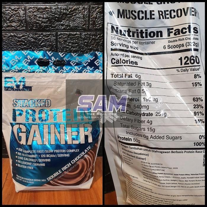 Suplemen Fitness EVL Stacked Protein Gainer 12 lb Mass