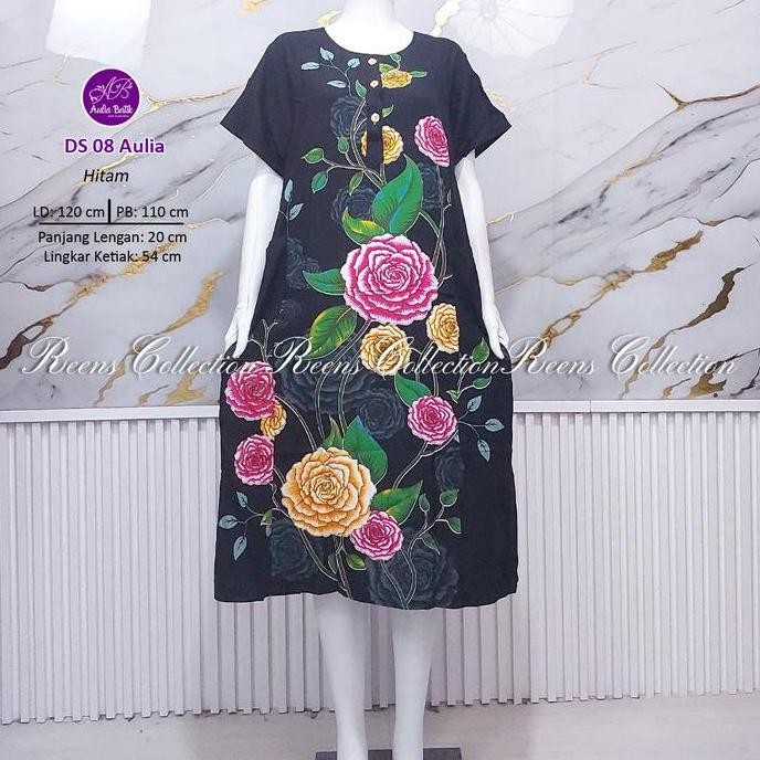 Aulia Batik Daster 08 Batik Print | Daster 3 Kancing Depan Busui 2 Saku Tangan Pendek Di Bawah Lutut