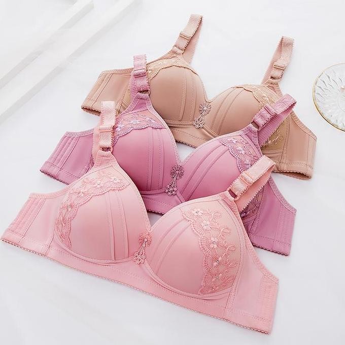 Bra Renda Floral Bunga 3/4 Coverage Big Size Cup Jumbo Tanpa Kawat Beha Kait 3