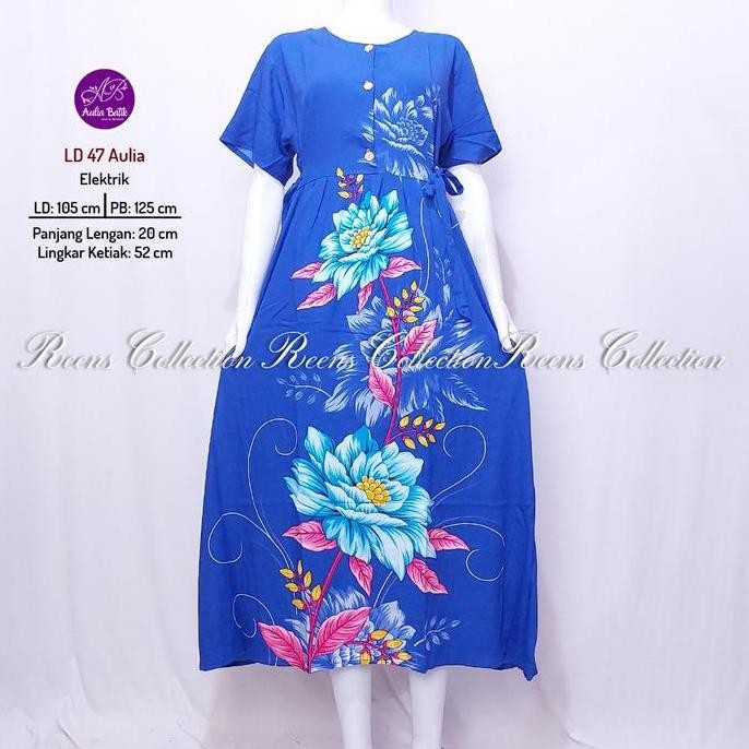 Batik Aulia Longdress 47 Chibi Tali Pinggang Daster Panjang Semata Kaki Lengan Pendek Busui 3Kancing