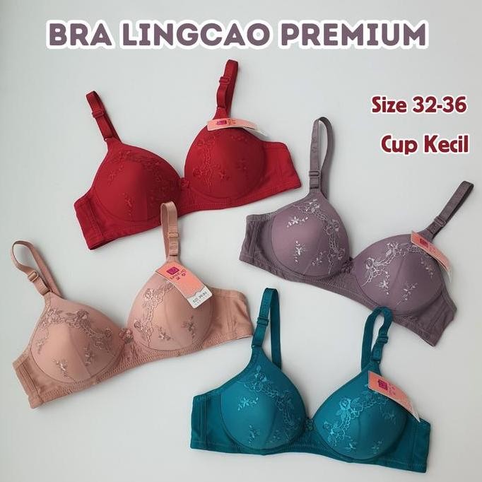 3 Pcs Bra Wanita Dewasa Remaja Renda Cup Kecil Bh Lingcao Katun Motif Cantik Busa Tipis