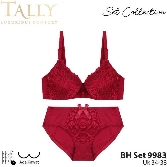 Tally Bra Set 9983 Brokat Bra Kawat Busa Tipis Cup B