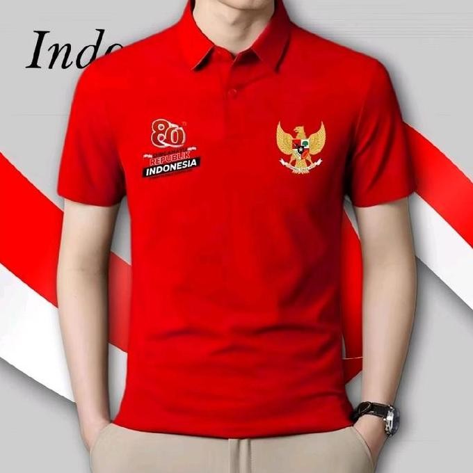DE190 >> Kaos Kerah lengan panjang dan pendek 17 Agustus 2025 / Kaos Kerah Merah Putih Agustusan 202